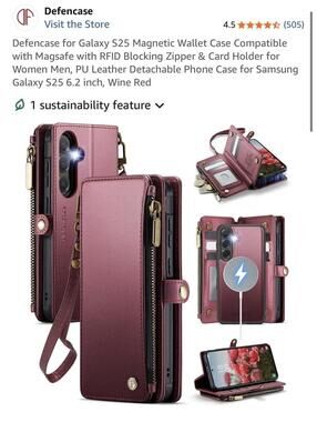 Defencase Magnetic Wallet Case for Samsung Galaxy S25 6.2 inch - Wine Red